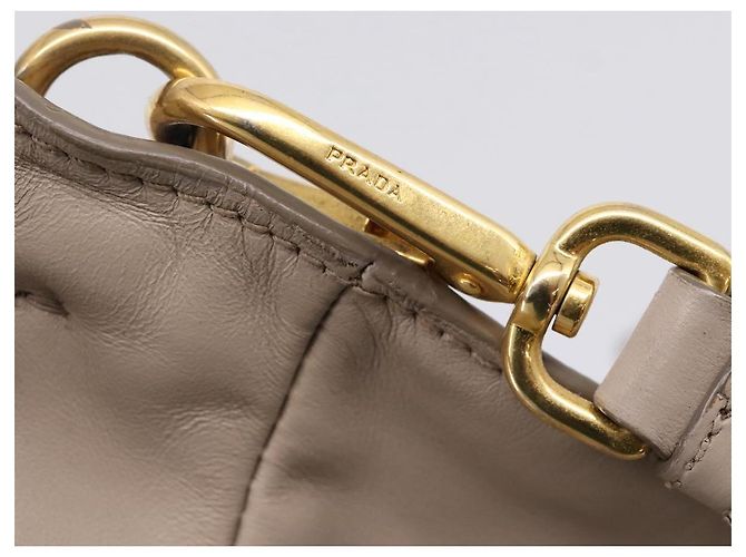 PRADA Tote Bag Leather 2way Gray Gold - vista 24