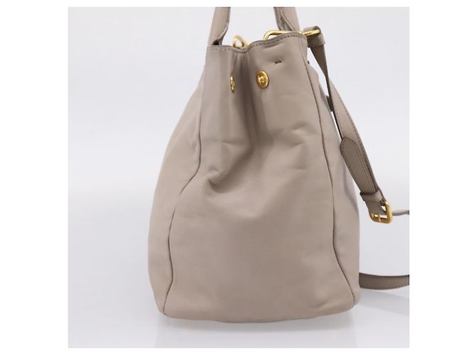 PRADA Tote Bag Leather 2way Gray Gold - vista 3