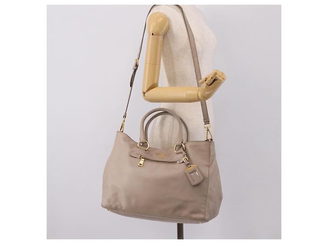 PRADA Tote Bag Leather 2way Gray Gold - vista 33
