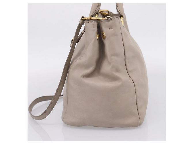 PRADA Tote Bag Leather 2way Gray Gold - vista 4