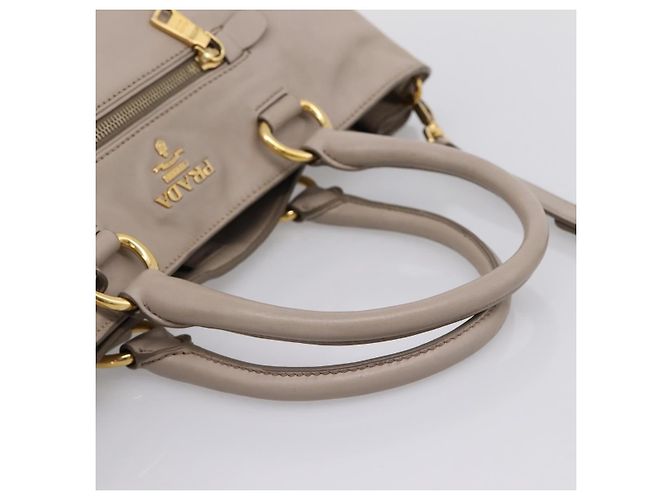 PRADA Tote Bag Leather 2way Gray Gold - vista 6