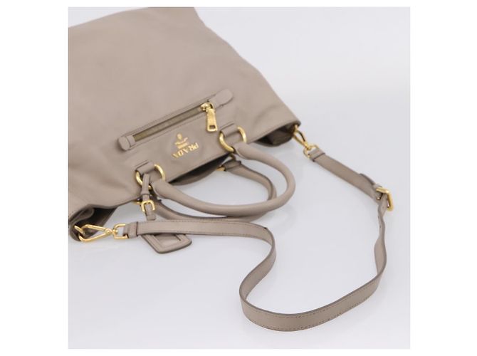 PRADA Tote Bag Leather 2way Gray Gold - vista 7