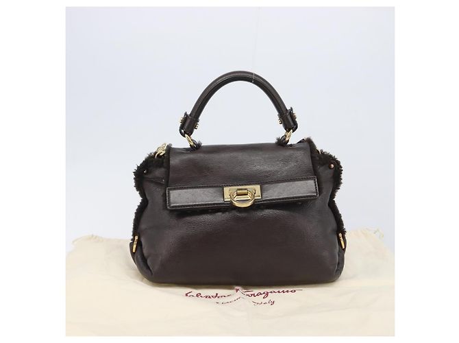 Salvatore Ferragamo Hand Bag Leather 2way Brown Gold - vista 12