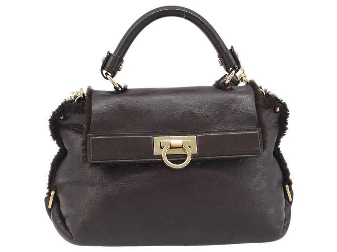 Salvatore Ferragamo Hand Bag Leather 2way Brown Gold - vista 13