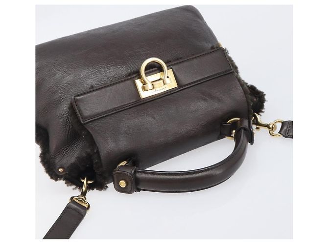 Salvatore Ferragamo Hand Bag Leather 2way Brown Gold - vista 7