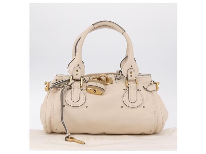 Chloé Chloe Paddington Hand Bag Leather Ivory Gold Tone - vista 12