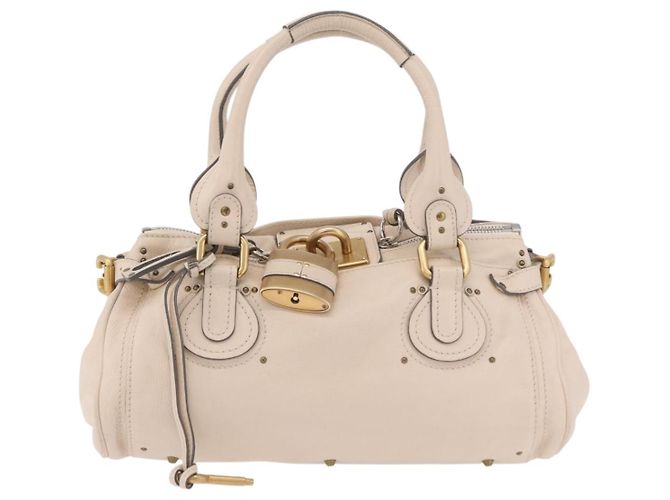 Chloé Chloe Paddington Hand Bag Leather Ivory Gold Tone - vista 13