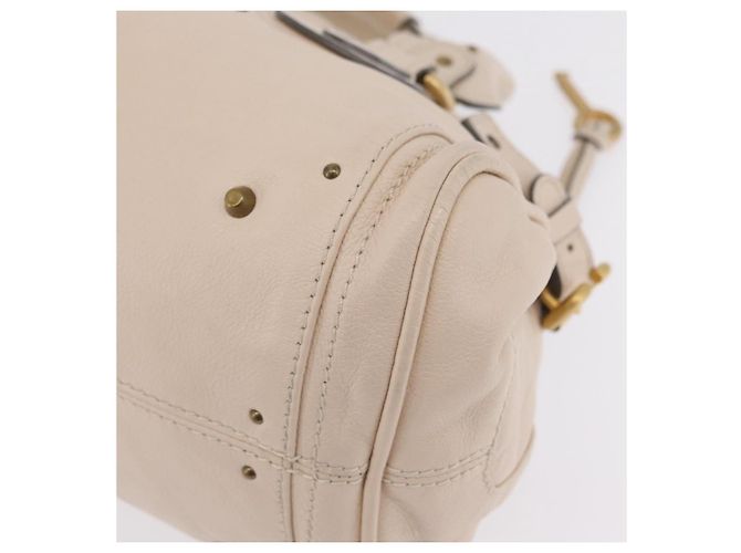 Chloé Chloe Paddington Hand Bag Leather Ivory Gold Tone - vista 14