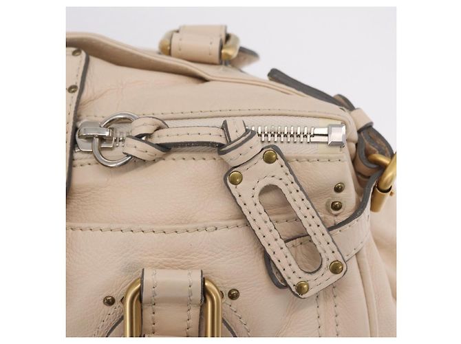 Chloé Chloe Paddington Hand Bag Leather Ivory Gold Tone - vista 17