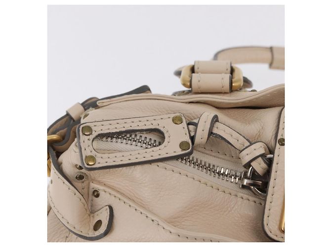 Chloé Chloe Paddington Hand Bag Leather Ivory Gold Tone - vista 18