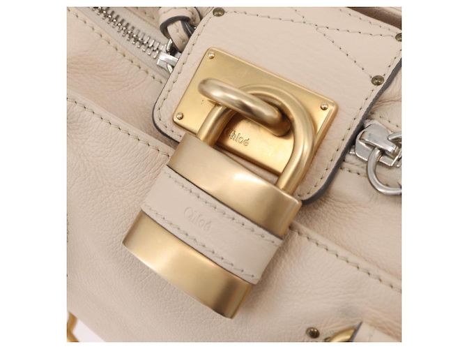 Chloé Chloe Paddington Hand Bag Leather Ivory Gold Tone - vista 19