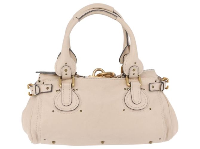 Chloé Chloe Paddington Hand Bag Leather Ivory Gold Tone - vista 2