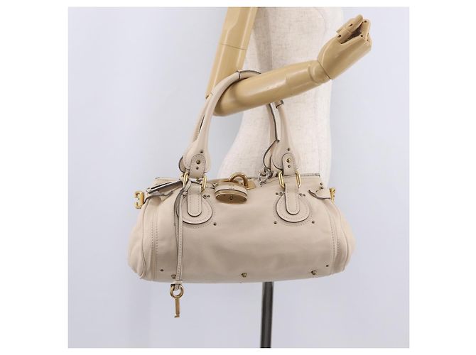 Chloé Chloe Paddington Hand Bag Leather Ivory Gold Tone - vista 28