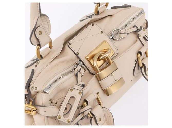 Chloé Chloe Paddington Hand Bag Leather Ivory Gold Tone - vista 6