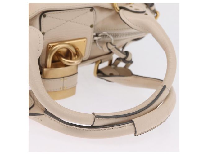 Chloé Chloe Paddington Hand Bag Leather Ivory Gold Tone - vista 7