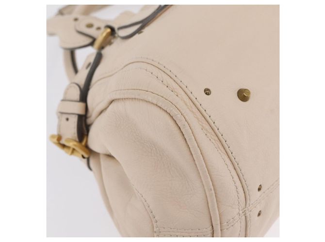 Chloé Chloe Paddington Hand Bag Leather Ivory Gold Tone - vista 9