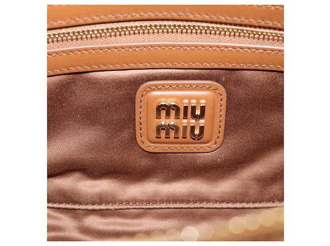 Miu Miu Arkady Hand Bag Leather 2way Brown Gold - vista 10