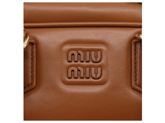 Miu Miu Arkady Hand Bag Leather 2way Brown Gold - vista 20