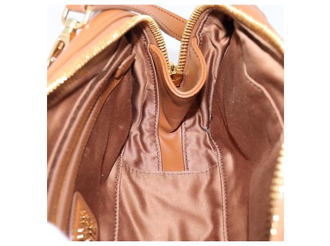 Miu Miu Arkady Hand Bag Leather 2way Brown Gold - vista 21