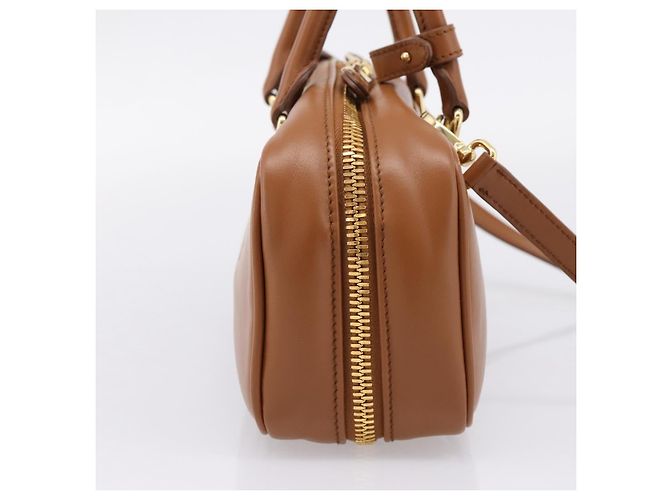 Miu Miu Arkady Hand Bag Leather 2way Brown Gold - vista 3