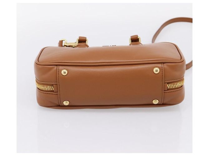 Miu Miu Arkady Hand Bag Leather 2way Brown Gold - vista 5