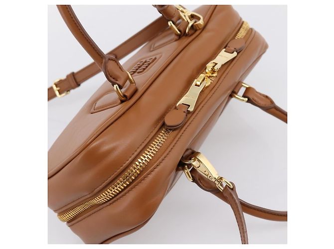 Miu Miu Arkady Hand Bag Leather 2way Brown Gold - vista 6