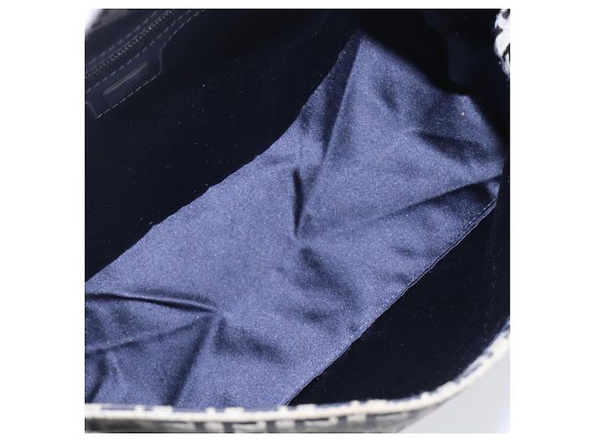 FENDI Zucchino Canvas Mamma Baguette Shoulder Bag Navy Silver 26325 - vista 11