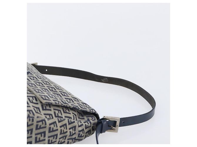 FENDI Zucchino Canvas Mamma Baguette Shoulder Bag Navy Silver 26325 - vista 14