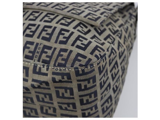 FENDI Zucchino Canvas Mamma Baguette Shoulder Bag Navy Silver 26325 - vista 15