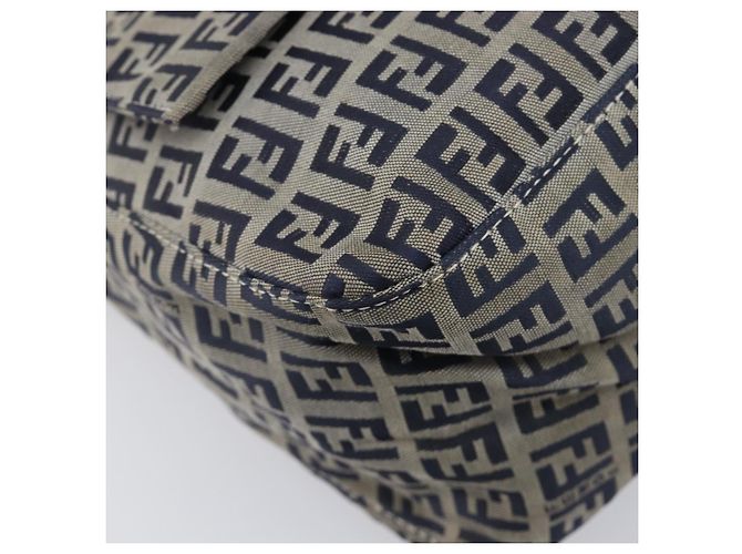 FENDI Zucchino Canvas Mamma Baguette Shoulder Bag Navy Silver 26325 - vista 16