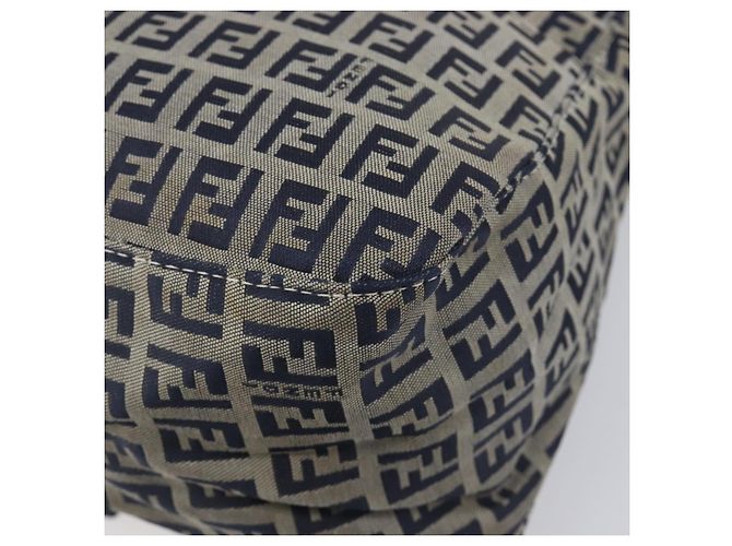 FENDI Zucchino Canvas Mamma Baguette Shoulder Bag Navy Silver 26325 - vista 17