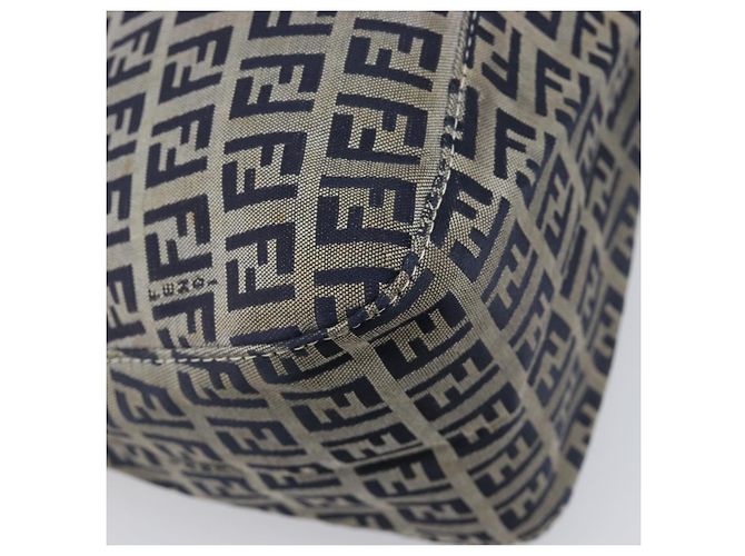 FENDI Zucchino Canvas Mamma Baguette Shoulder Bag Navy Silver 26325 - vista 18