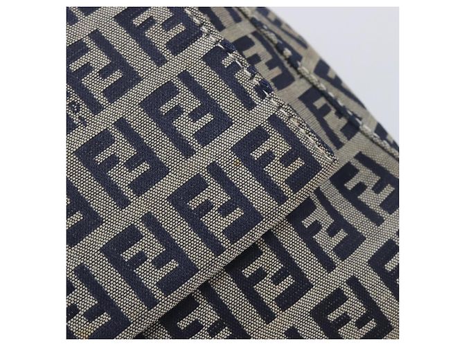 FENDI Zucchino Canvas Mamma Baguette Shoulder Bag Navy Silver 26325 - vista 20
