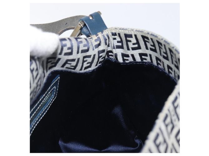 FENDI Zucchino Canvas Mamma Baguette Shoulder Bag Navy Silver 26325 - vista 25