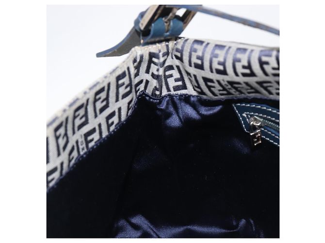 FENDI Zucchino Canvas Mamma Baguette Shoulder Bag Navy Silver 26325 - vista 26