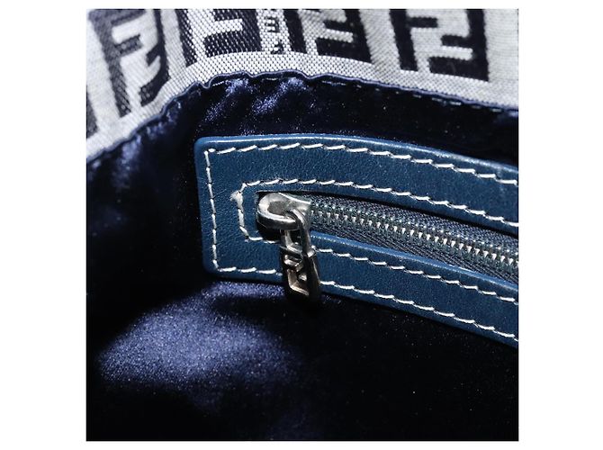 FENDI Zucchino Canvas Mamma Baguette Shoulder Bag Navy Silver 26325 - vista 27