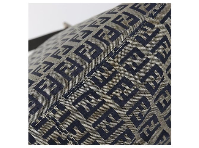 FENDI Zucchino Canvas Mamma Baguette Shoulder Bag Navy Silver 26325 - vista 9