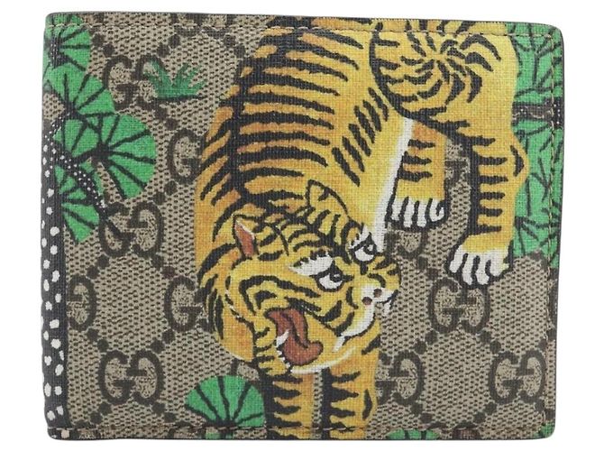 GUCCI GG Supreme Bengal Compact Wallet PVC Beige - vista 13