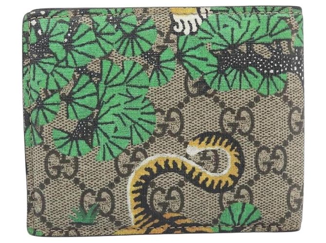 GUCCI GG Supreme Bengal Compact Wallet PVC Beige - vista 2