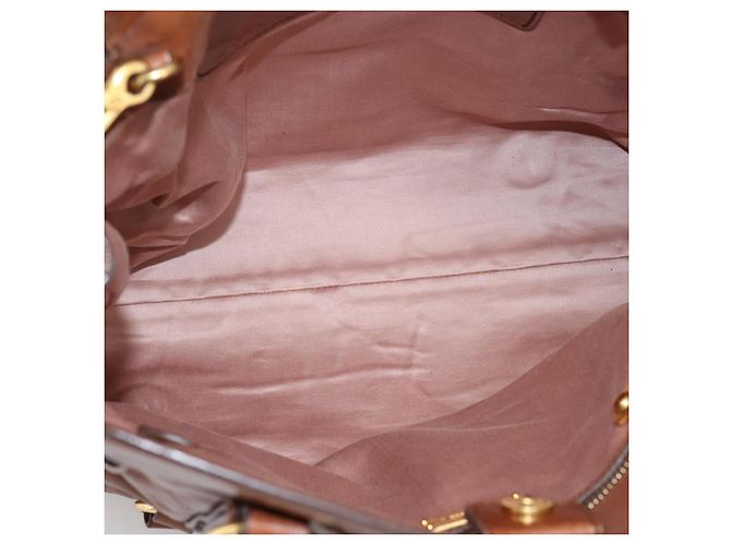 Miu Miu Matelasse Hand Bag Vitellolux 2way Brown Gold - vista 10