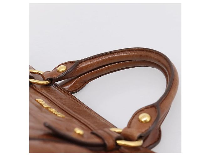 Miu Miu Matelasse Hand Bag Vitellolux 2way Brown Gold - vista 14