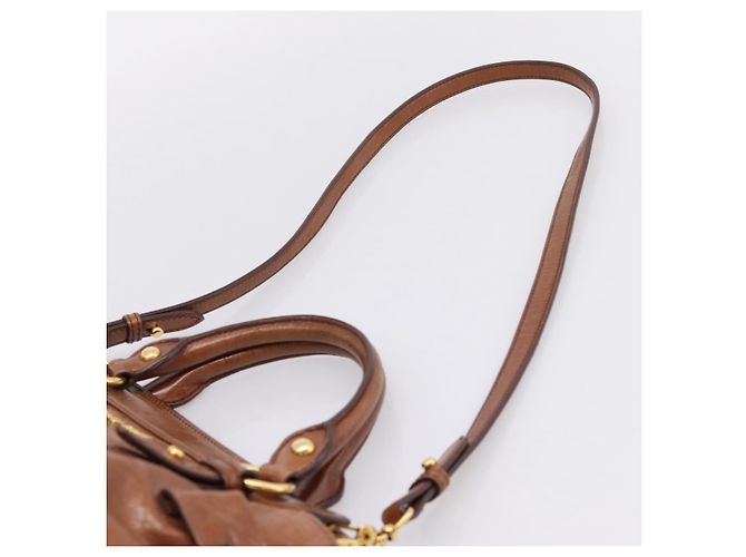 Miu Miu Matelasse Hand Bag Vitellolux 2way Brown Gold - vista 15