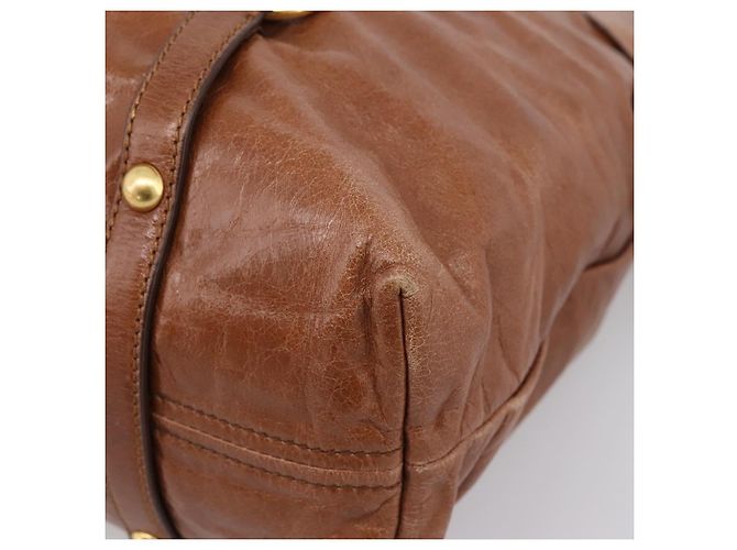 Miu Miu Matelasse Hand Bag Vitellolux 2way Brown Gold - vista 17
