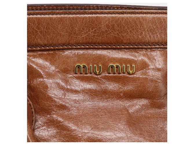 Miu Miu Matelasse Hand Bag Vitellolux 2way Brown Gold - vista 19