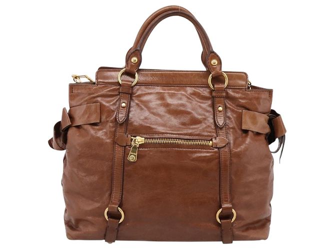 Miu Miu Matelasse Hand Bag Vitellolux 2way Brown Gold - vista 2