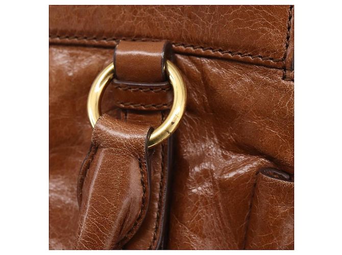 Miu Miu Matelasse Hand Bag Vitellolux 2way Brown Gold - vista 20