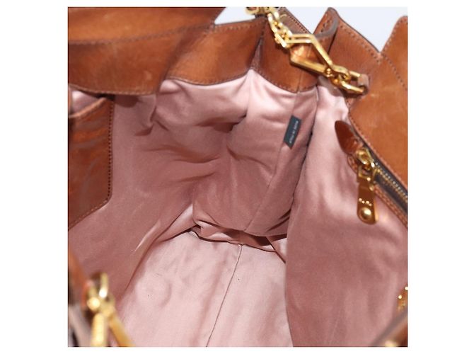 Miu Miu Matelasse Hand Bag Vitellolux 2way Brown Gold - vista 21