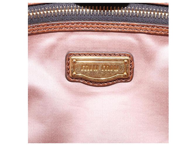 Miu Miu Matelasse Hand Bag Vitellolux 2way Brown Gold - vista 23