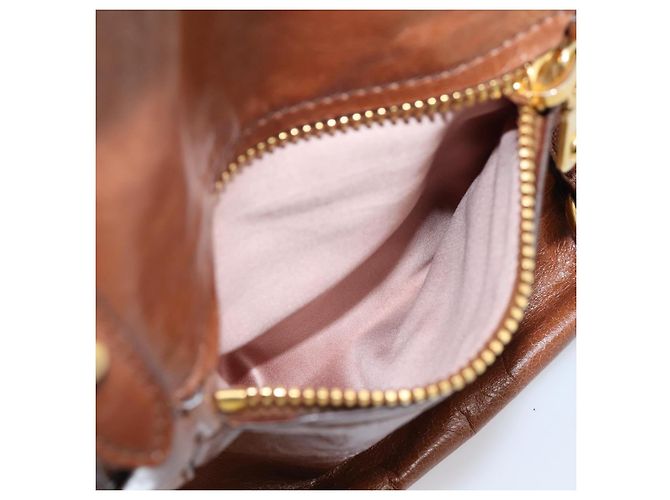Miu Miu Matelasse Hand Bag Vitellolux 2way Brown Gold - vista 26