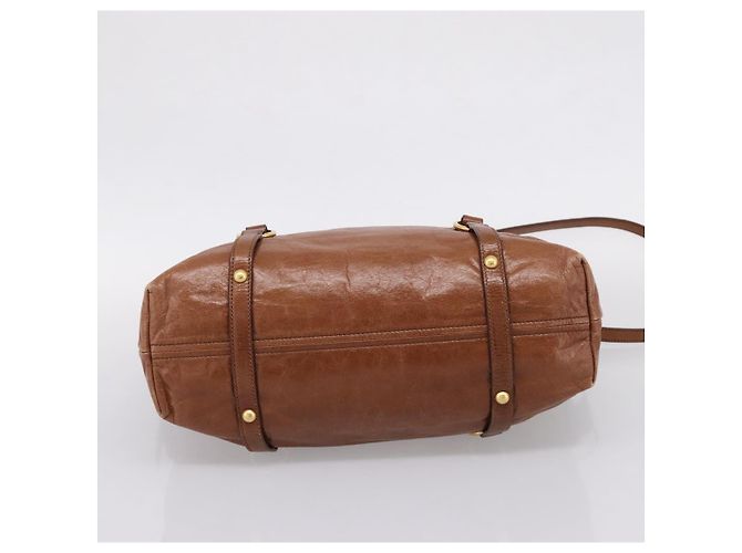 Miu Miu Matelasse Hand Bag Vitellolux 2way Brown Gold - vista 5